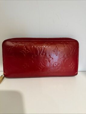 Louis Vuitton Red Patent Monogram Zip-Around Wallet